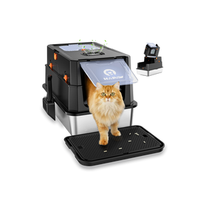 HAPAW Large Stainless Steel Cat Litter Box with Flip-Top Lid