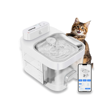 Fontanella smart per gatti con monitoraggio tramite app e serbatoi separati