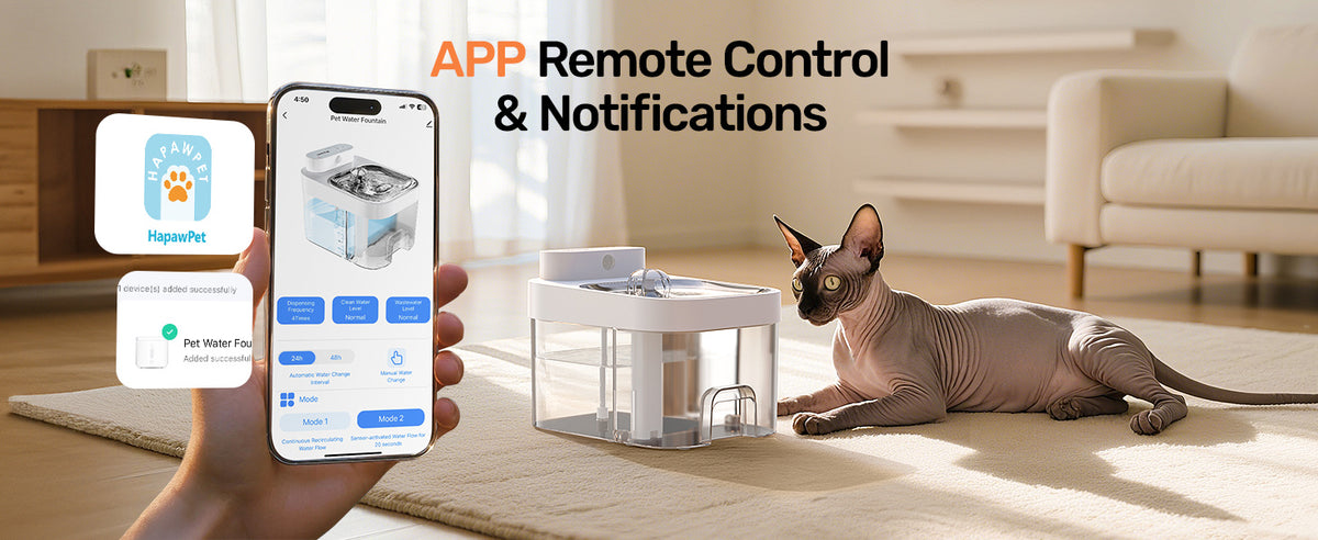 Hapaw pet water fountain remote app control and notifications
